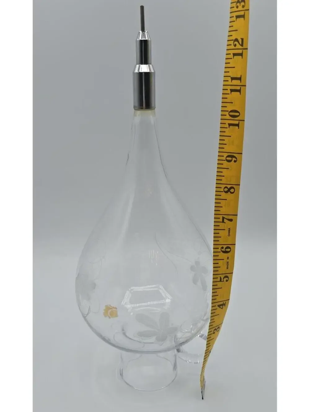 Vintage Etched Glass Decanter Dispenser w/ Floral GrapeDesign & Pour Spout
